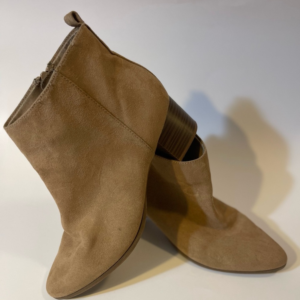 Old Navy Tan Faux Leather 2" Heel Booties
